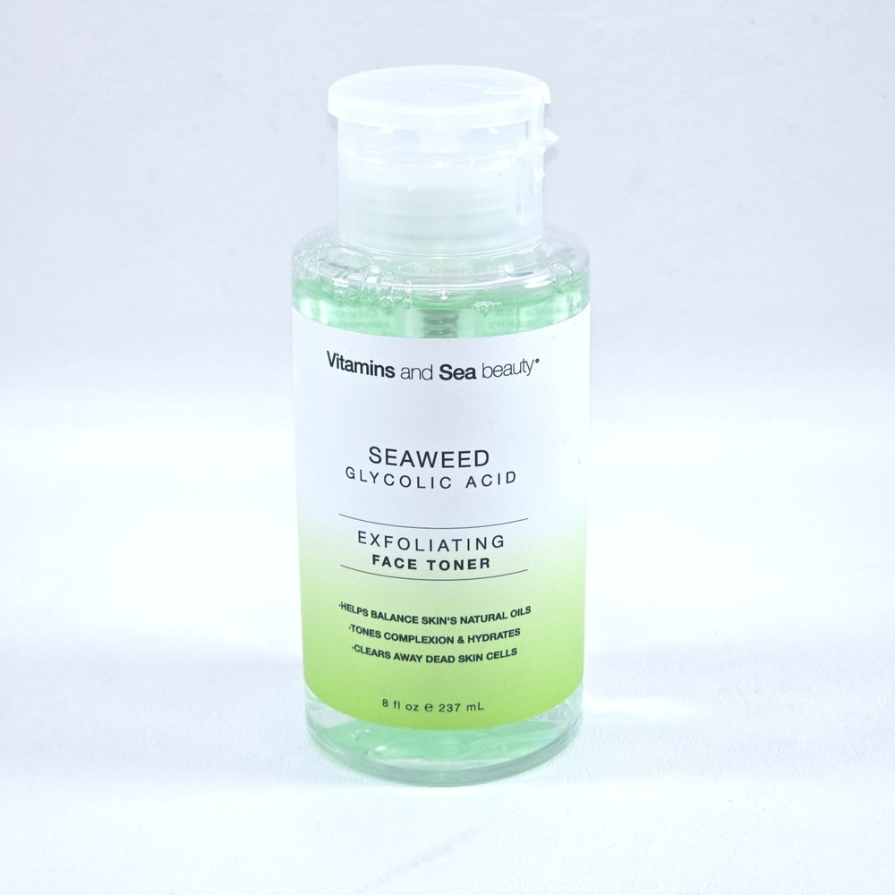 Vitamins and Sea Beauty Seaweed Glycolic Acid Toner 8oz Vegan Cruelty-Free NEW